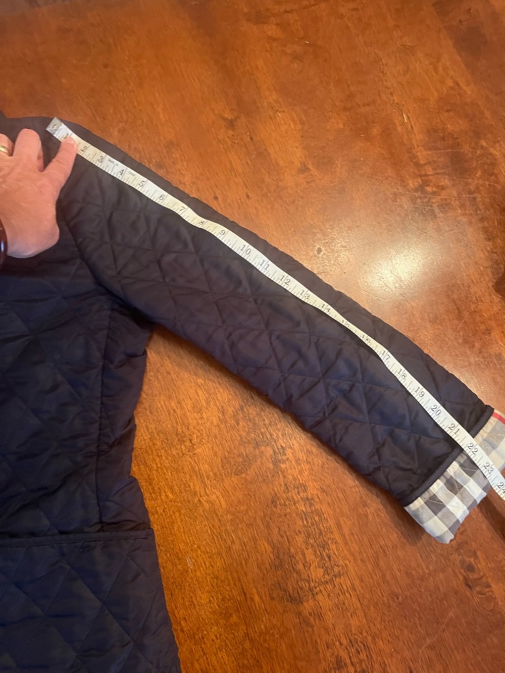 Burberry Navy Quilted Jacket with Signature Check Collar - Picture 11 of 12